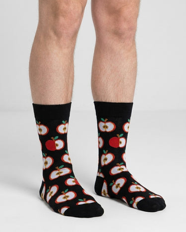 Men's Mid-Calf Patterned Socks – worn, front view