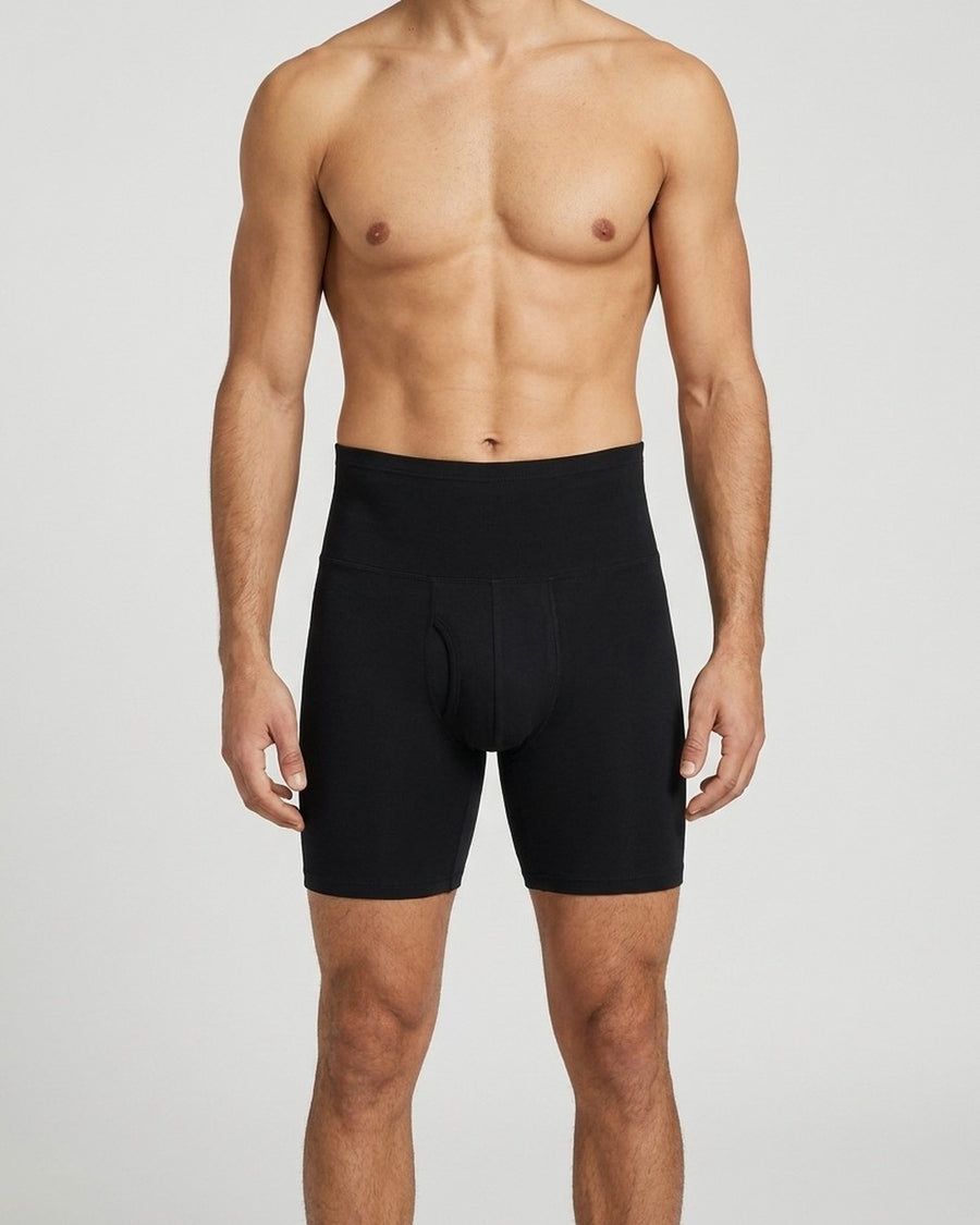 Hoge heren boxershort met lange pijp van katoen – gedragen, vooraanzicht