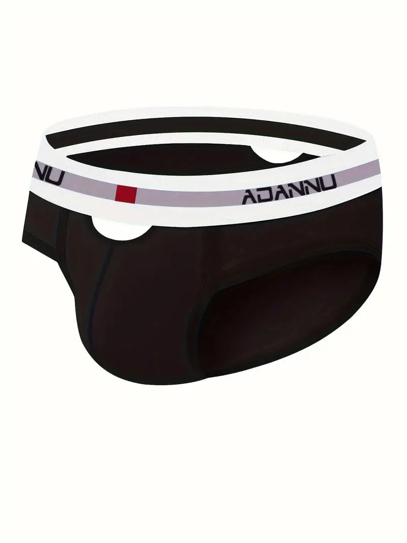 Men's Low-Rise Cotton Briefs in Colours – black brief, side view