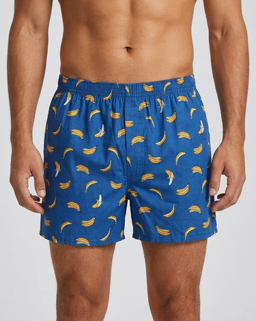Men's Printed Cotton Boxer Shorts – worn, front view