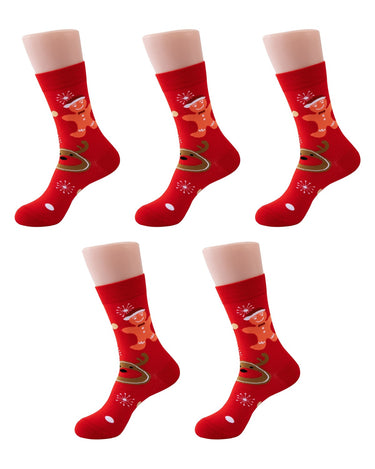 Calzini natalizi uomo con Babbo Natale e renne – confezione da 5 paia, 5x renna di pan di zenzero