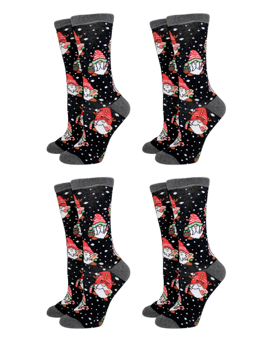 Calcetines navideños de colores de algodón para hombre – pack de 4 pares, 4x gnomos